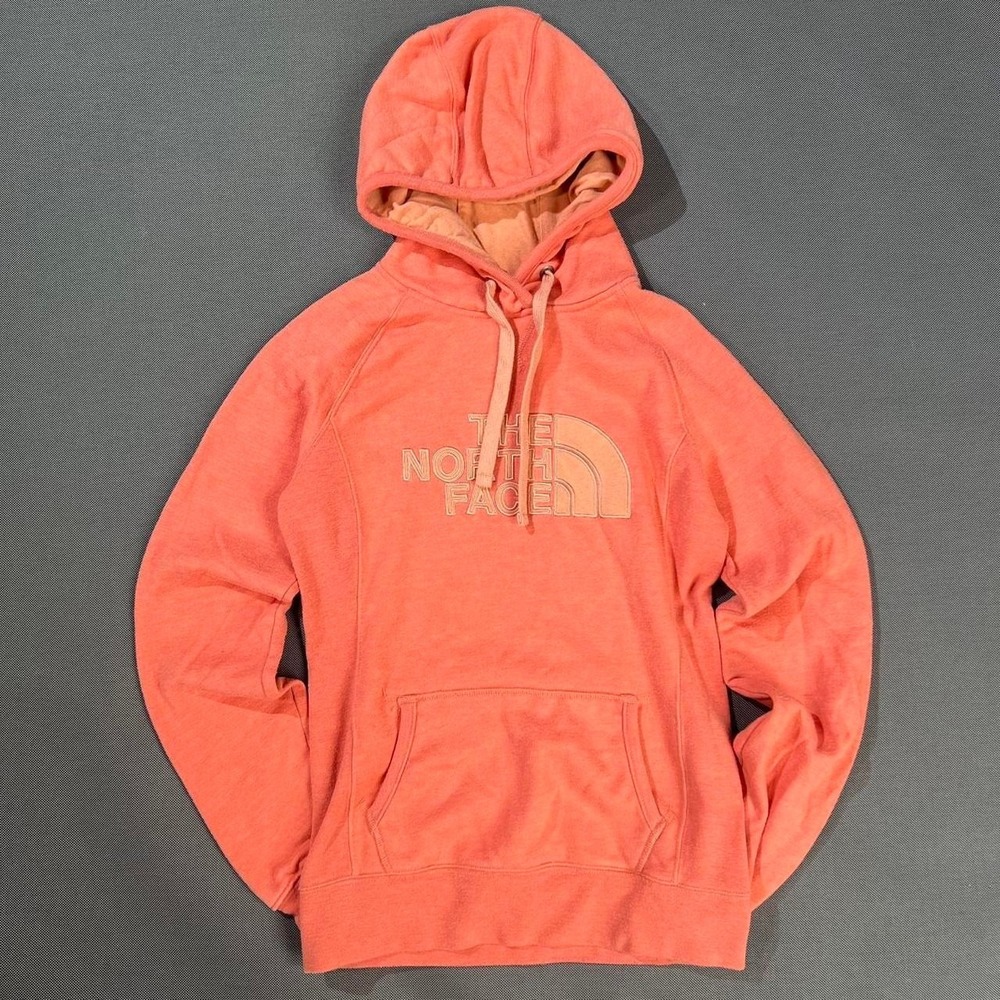 The North Face Hoodie Womens Coral Pink Logo Sweatshirt Pullover